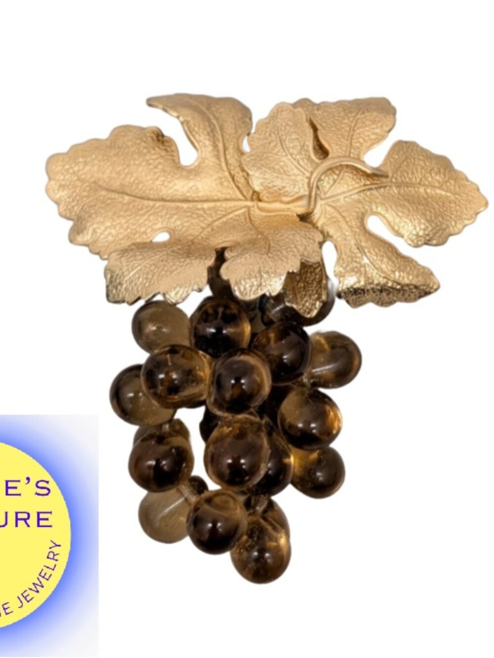 Vintage 1960s Signed Napier Goldtone Faux-Topaz Grape Cluster Brooch